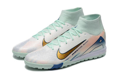Nike Air Zoom Mercurial Superfly 10 Elite TF High-Tops Football Shoes - Jade/Gold/Red