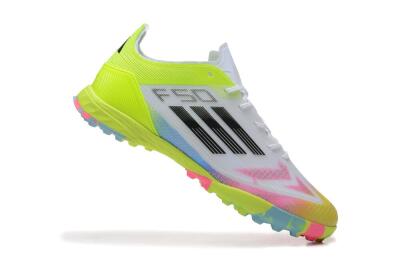 Adidas F50 Pro TF Low-Tops Football Shoes - White/Pink/Black/Yellow
