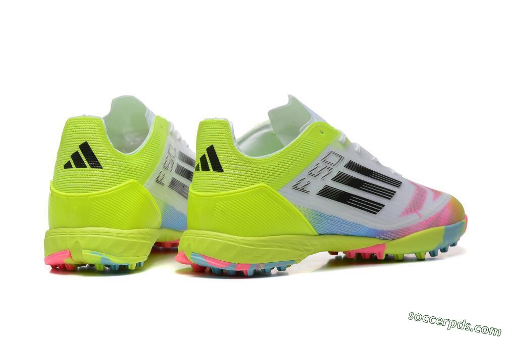Adidas F50 Pro TF Low-Tops Football Shoes - White/Pink/Black/Yellow 5