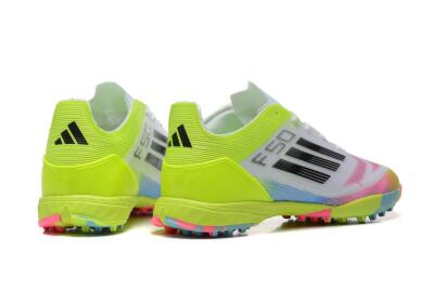 Adidas F50 Pro TF Low-Tops Football Shoes - White/Pink/Black/Yellow