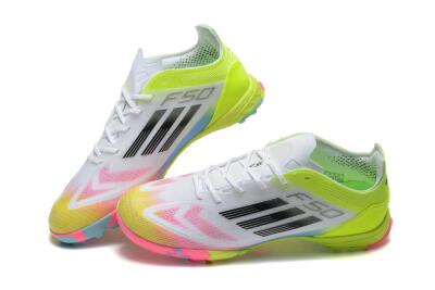 Adidas F50 Pro TF Low-Tops Football Shoes - White/Pink/Black/Yellow
