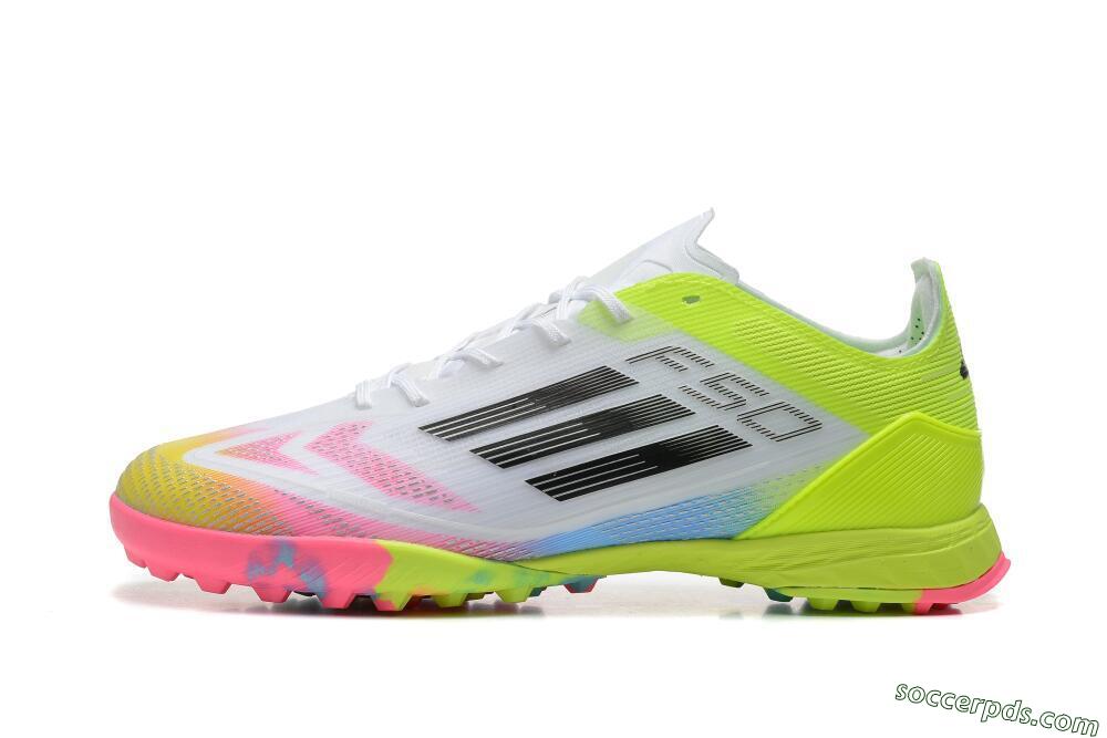 Adidas F50 Pro TF Low-Tops Football Shoes - White/Pink/Black/Yellow 2