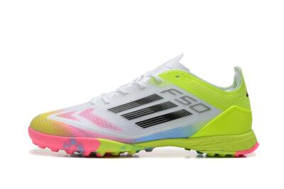 Adidas F50 Pro TF Low-Tops Football Shoes - White/Pink/Black/Yellow