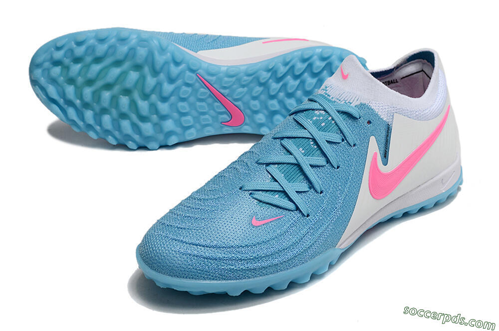 Nike Phantom GX 2 Elite TF Low-Tops Football Shoes - Blue/White/Pink 3
