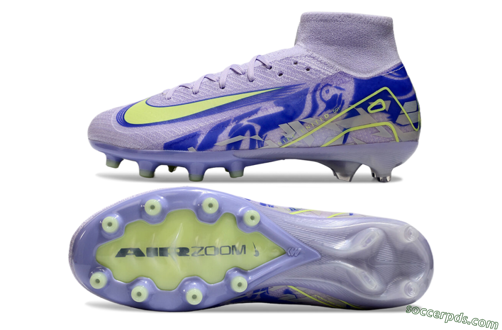 Nike Air Zoom Mercurial Superfly 10 Elite AG High-Tops Football Boots - Purple/Yellow/Blue 0