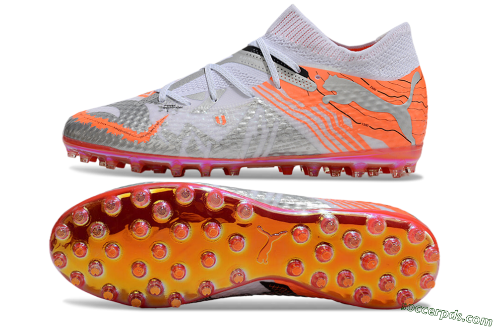 Puma Future Ultimate MG Low-Tops Football Boots - Silver/White/Orange 0