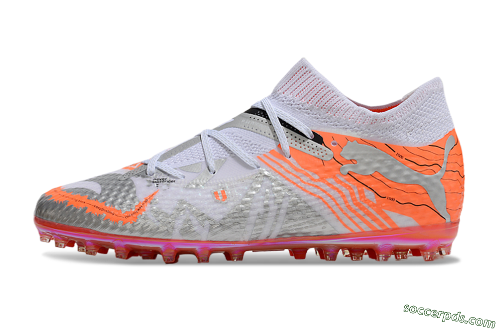 Puma Future Ultimate MG Low-Tops Football Boots - Silver/White/Orange 2