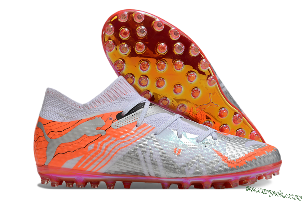 Puma Future Ultimate MG Low-Tops Football Boots - Silver/White/Orange 1