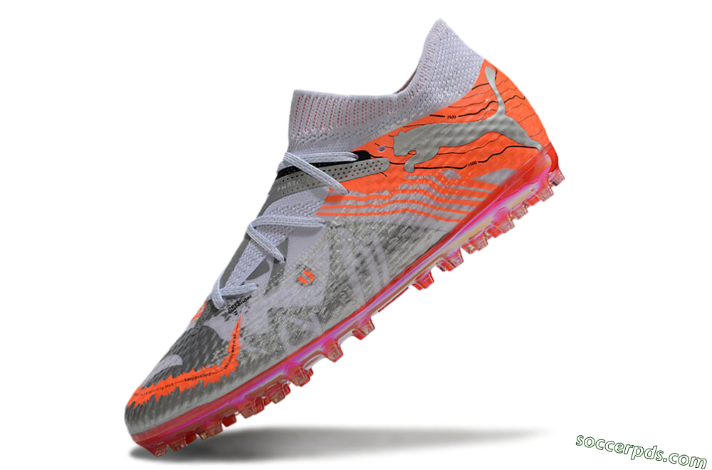 Puma Future Ultimate MG Low-Tops Football Boots - Silver/White/Orange 5
