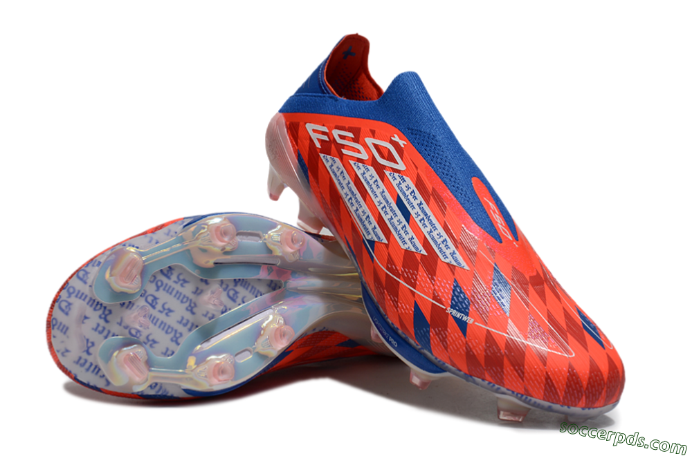 didas F50+ Elite Lightstrike Pro Laceless FG Low-Tops Football Boots - Red/White/Blue 3