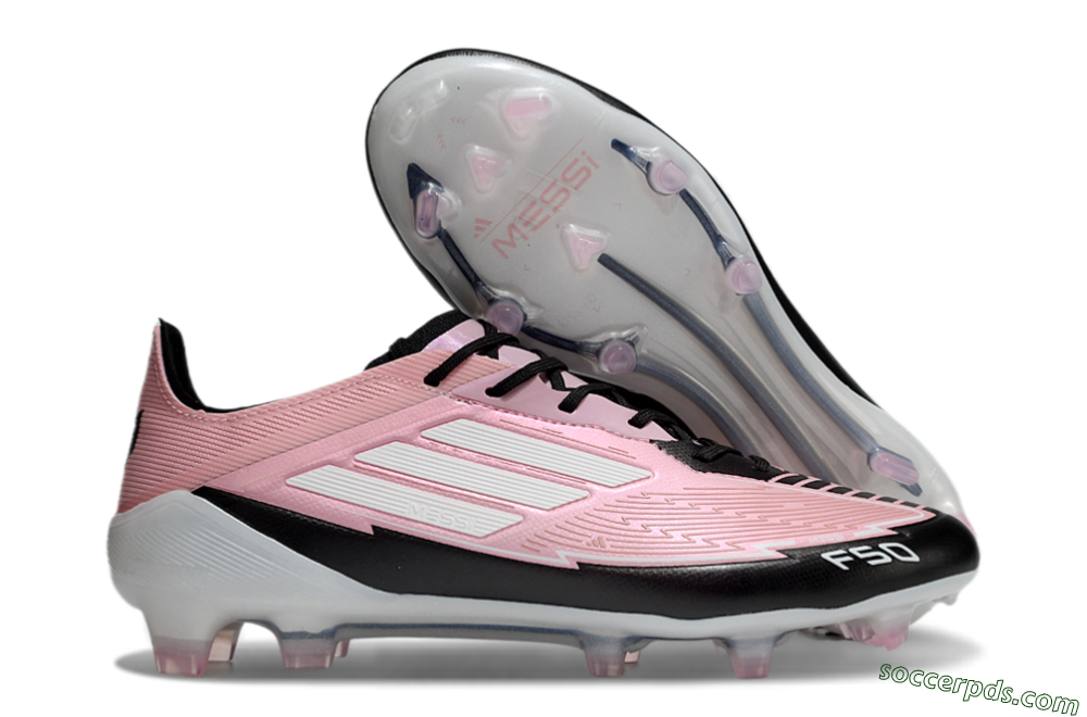 Messi x Adidas F50 Elite FG Low-Tops Football Boots - Pink/Black/White 1
