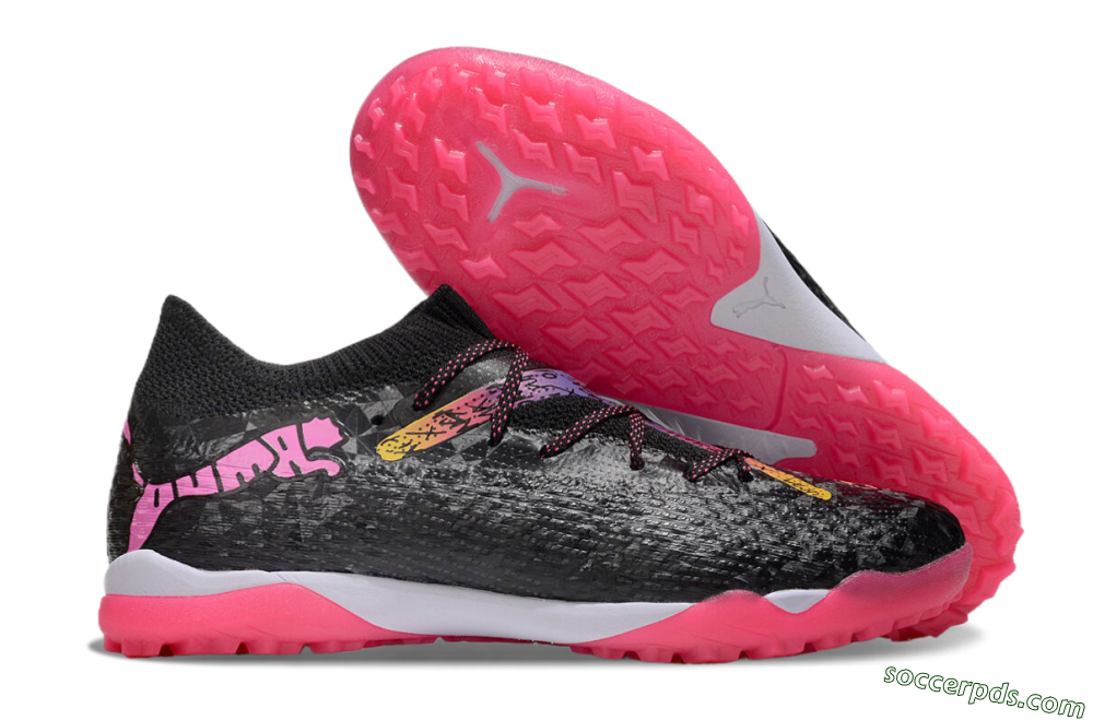 Powercat Tokyo Match x Puma Future Ultimate TF Low-Tops Football Shoes - Black/Pink/Yellow 1