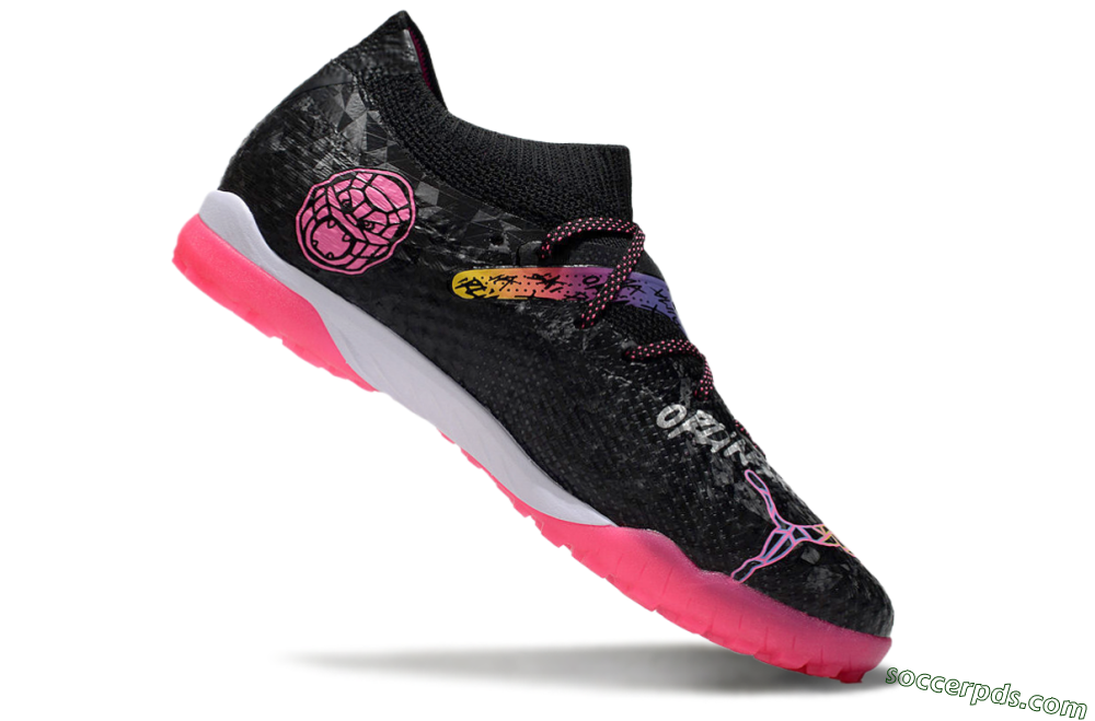 Powercat Tokyo Match x Puma Future Ultimate TF Low-Tops Football Shoes - Black/Pink/Yellow 4