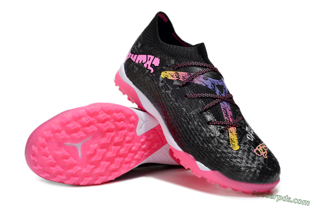 Powercat Tokyo Match x Puma Future Ultimate TF Low-Tops Football Shoes - Black/Pink/Yellow 3