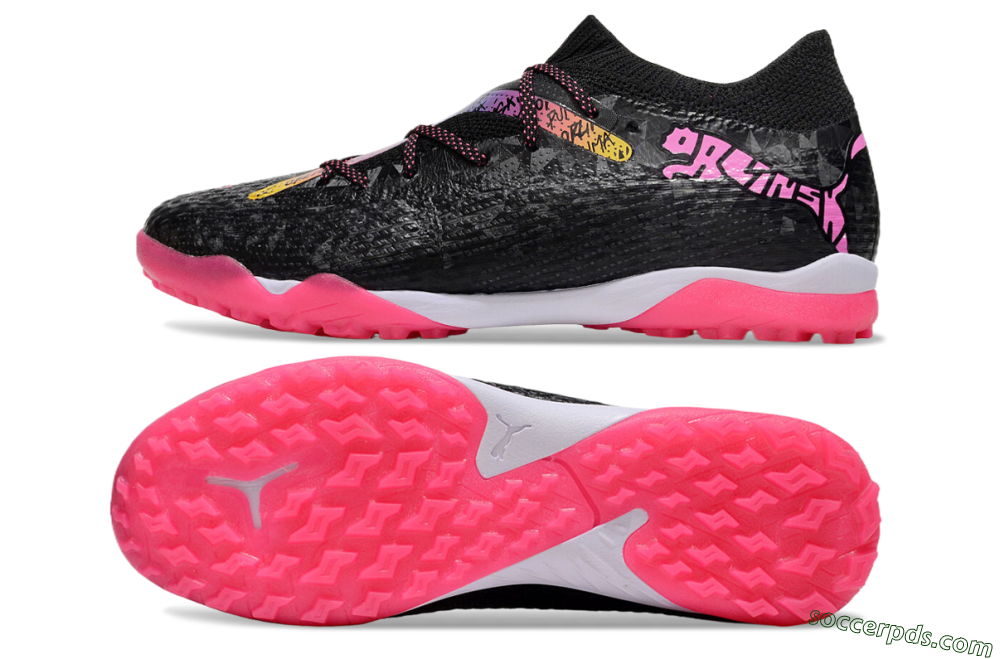 Powercat Tokyo Match x Puma Future Ultimate TF Low-Tops Football Shoes - Black/Pink/Yellow 0