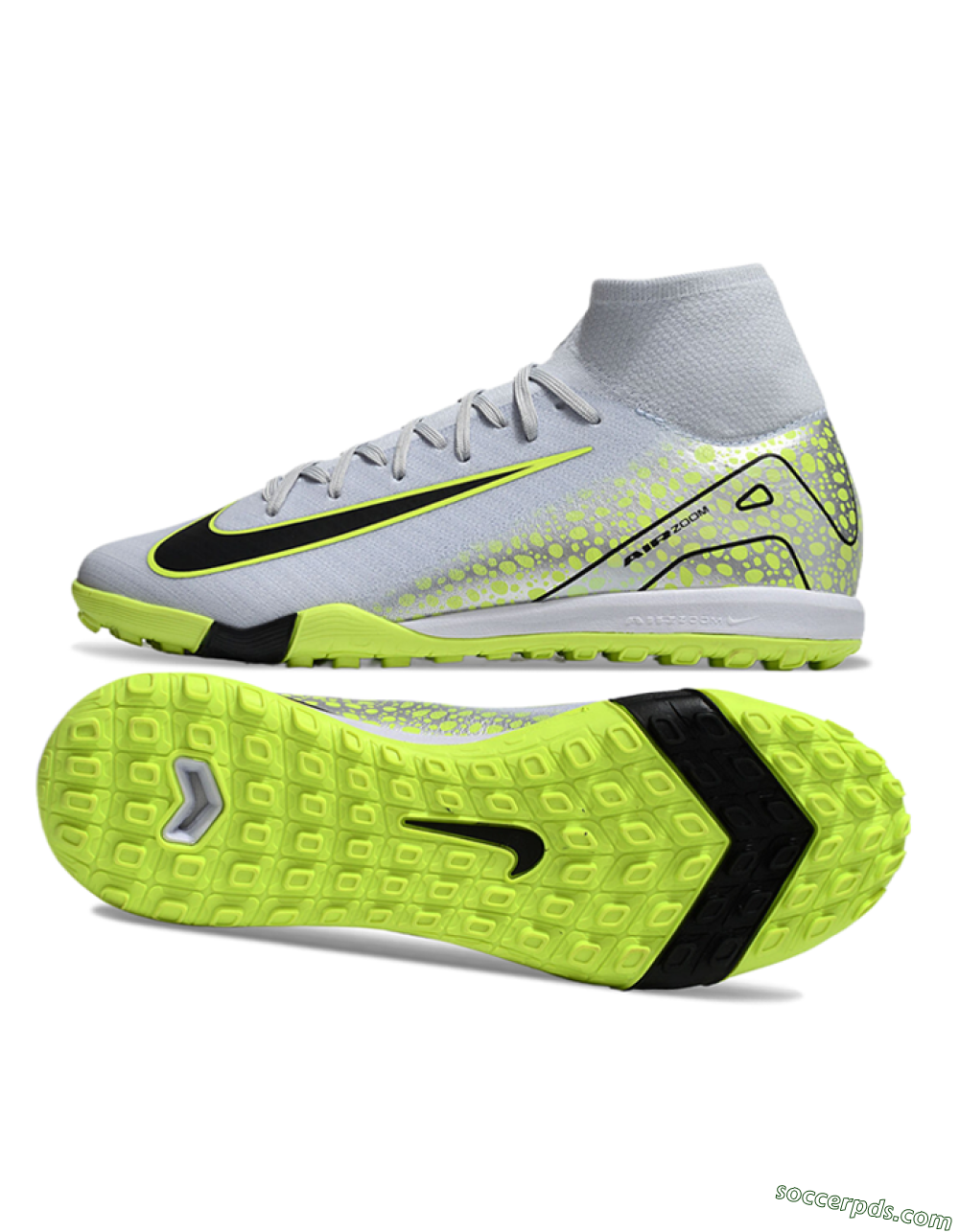 Nike Air Zoom Mercurial Superfly 10 Elite TF High-Tops Football Shoes - Grey/Yellow/Black 0