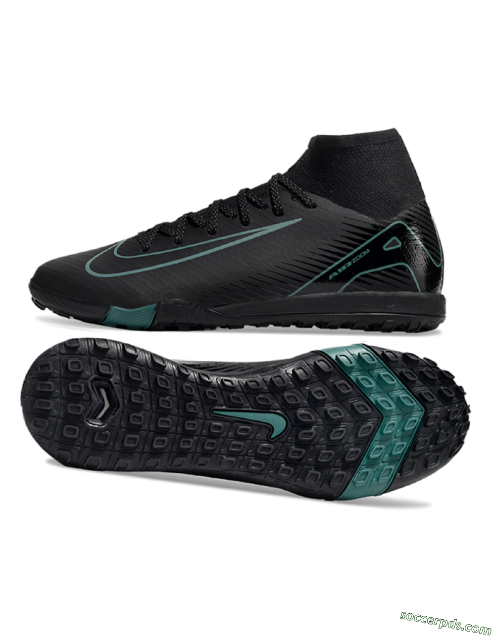 Nike Air Zoom Mercurial Superfly 10 Elite TF High-Tops Football Shoes - Black/Green 0
