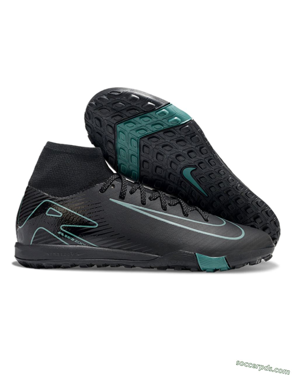 Nike Air Zoom Mercurial Superfly 10 Elite TF High-Tops Football Shoes - Black/Green 1