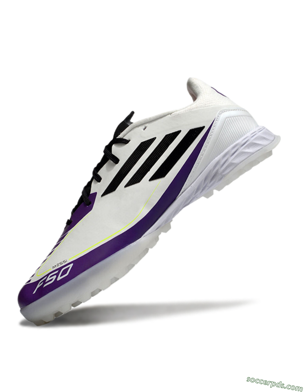 Messi x Adidas F50 Pro TF Low-Tops Football Shoes - White/Black/Purple 5