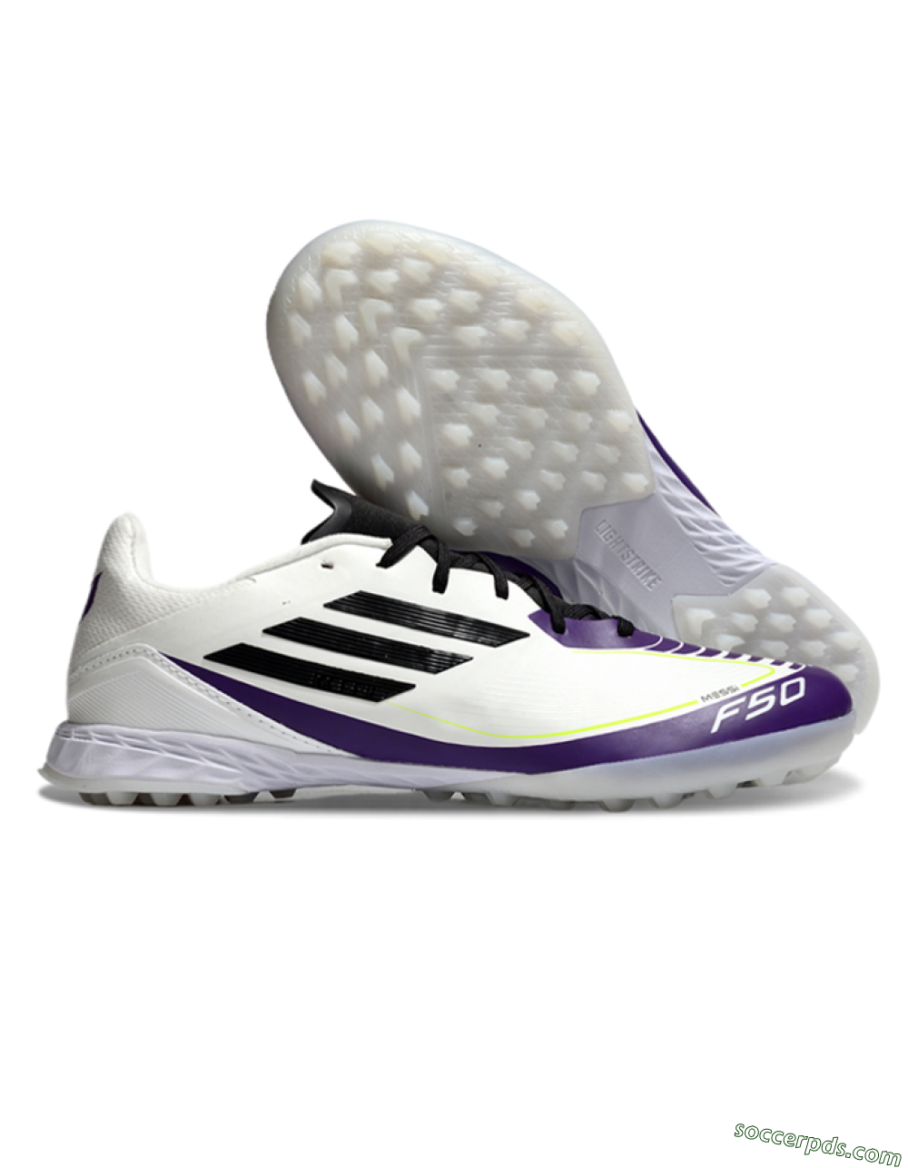 Messi x Adidas F50 Pro TF Low-Tops Football Shoes - White/Black/Purple 1