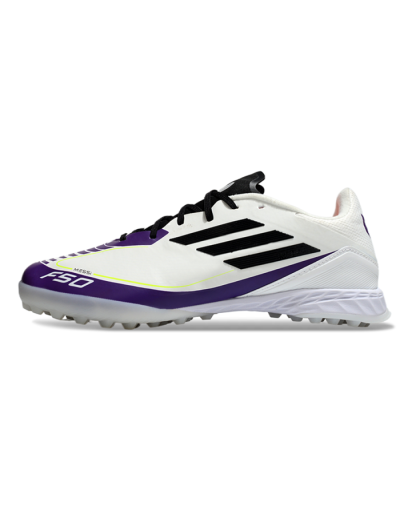 Messi x Adidas F50 Pro TF Low-Tops Football Shoes - White/Black/Purple