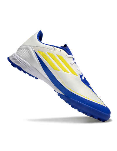 Messi x Adidas F50 Pro TF Low-Tops Football Shoes - White/Yellow/Blue