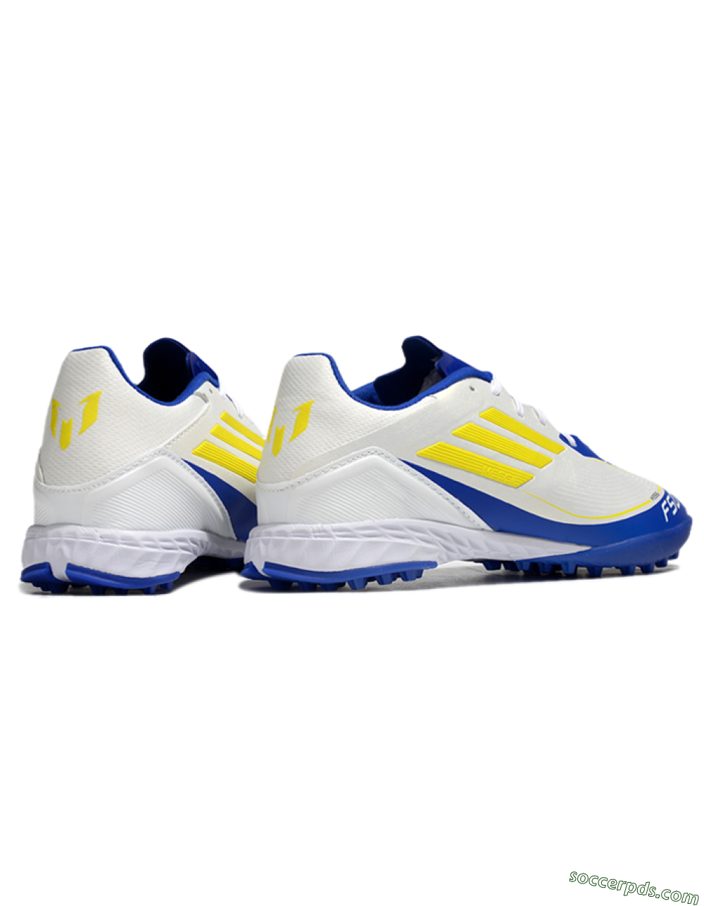 Messi x Adidas F50 Pro TF Low-Tops Football Shoes - White/Yellow/Blue 6