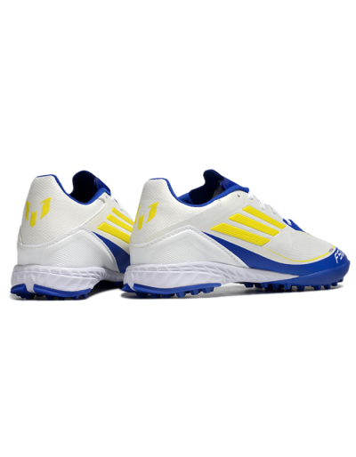 Messi x Adidas F50 Pro TF Low-Tops Football Shoes - White/Yellow/Blue