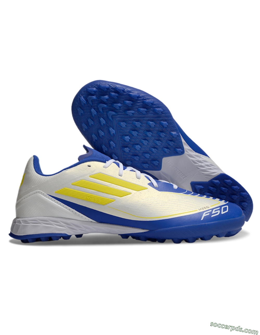 Messi x Adidas F50 Pro TF Low-Tops Football Shoes - White/Yellow/Blue 1