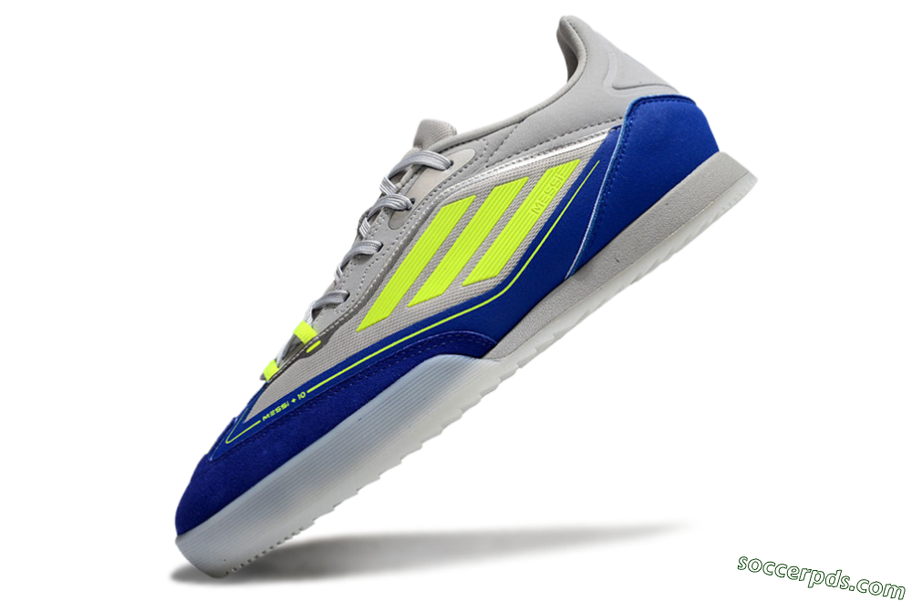 Messi x Adidas F50 Elite IC Low-Tops Football Shoes - Grey//Yellow/Blue 5