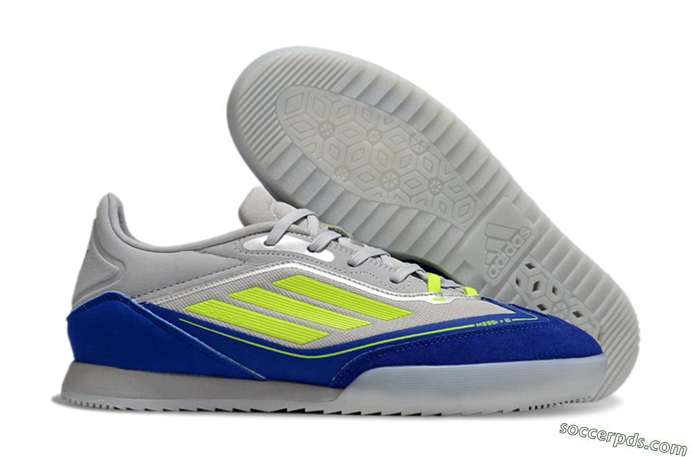 Messi x Adidas F50 Elite IC Low-Tops Football Shoes - Grey//Yellow/Blue 1