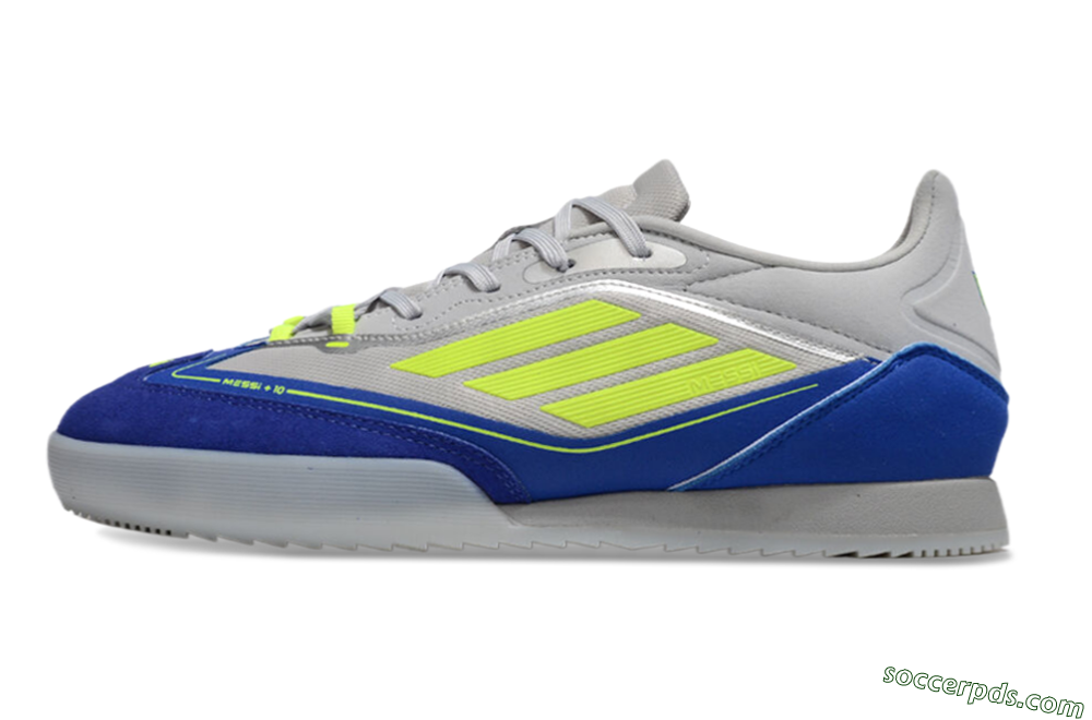 Messi x Adidas F50 Elite IC Low-Tops Football Shoes - Grey//Yellow/Blue 2