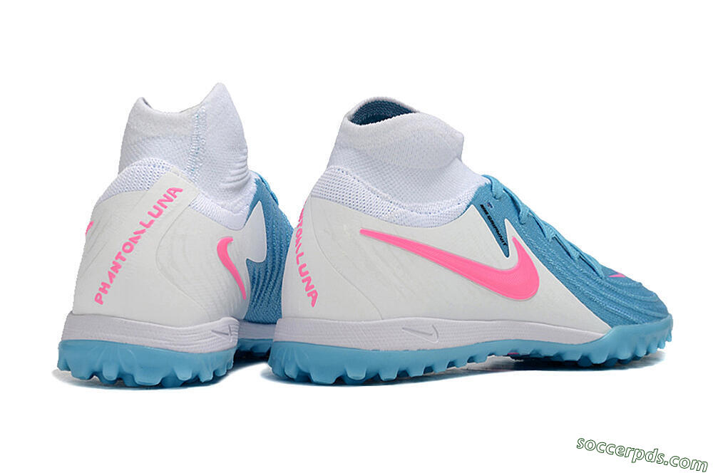 Nike Phantom Luna Elite TF High-Tops Football Shoes - Blue/White/Pink 6