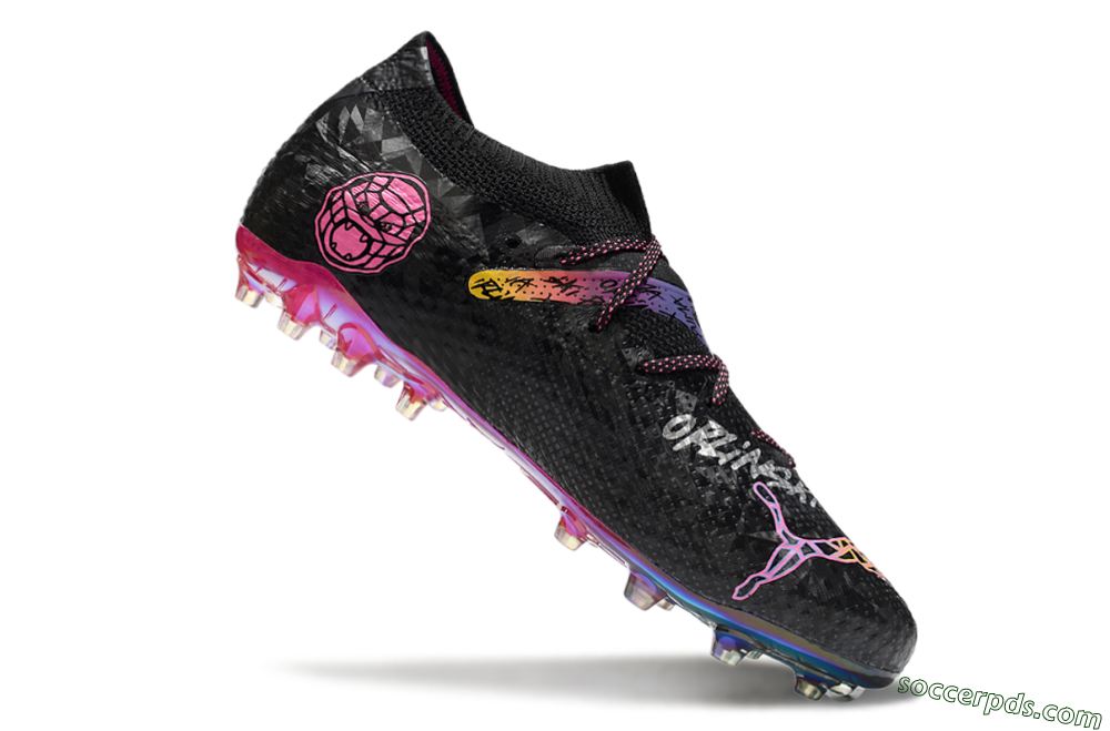 Puma Future Ultimate MG Low-Tops Football Boots - Black/Pink/Yellow 4