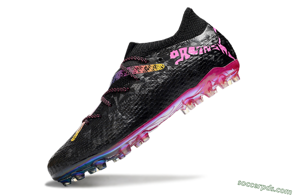 Puma Future Ultimate MG Low-Tops Football Boots - Black/Pink/Yellow 5
