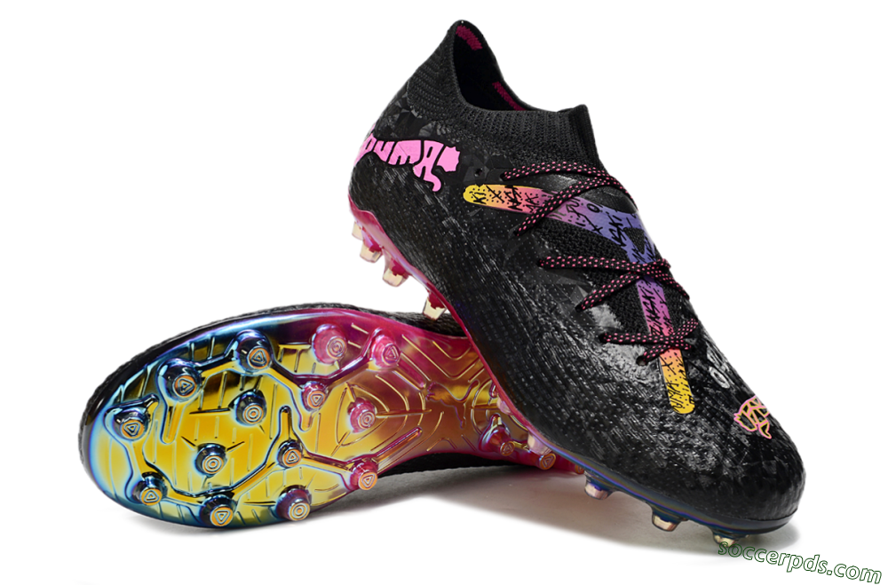 Puma Future Ultimate MG Low-Tops Football Boots - Black/Pink/Yellow 3