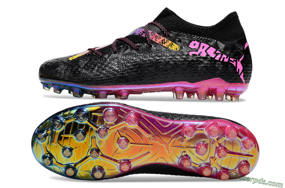 Puma Future Ultimate MG Low-Tops Football Boots - Black/Pink/Yellow 0
