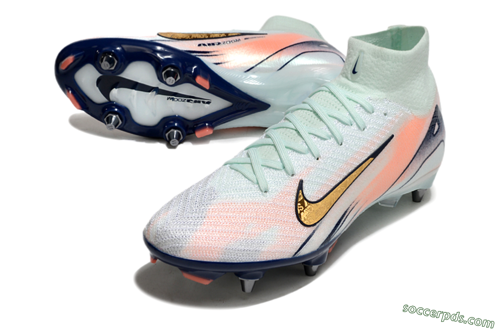 Nike Air Zoom Mercurial Superfly 10 Elite SG High-Tops Football Boots - Jade/Gold/Red 3