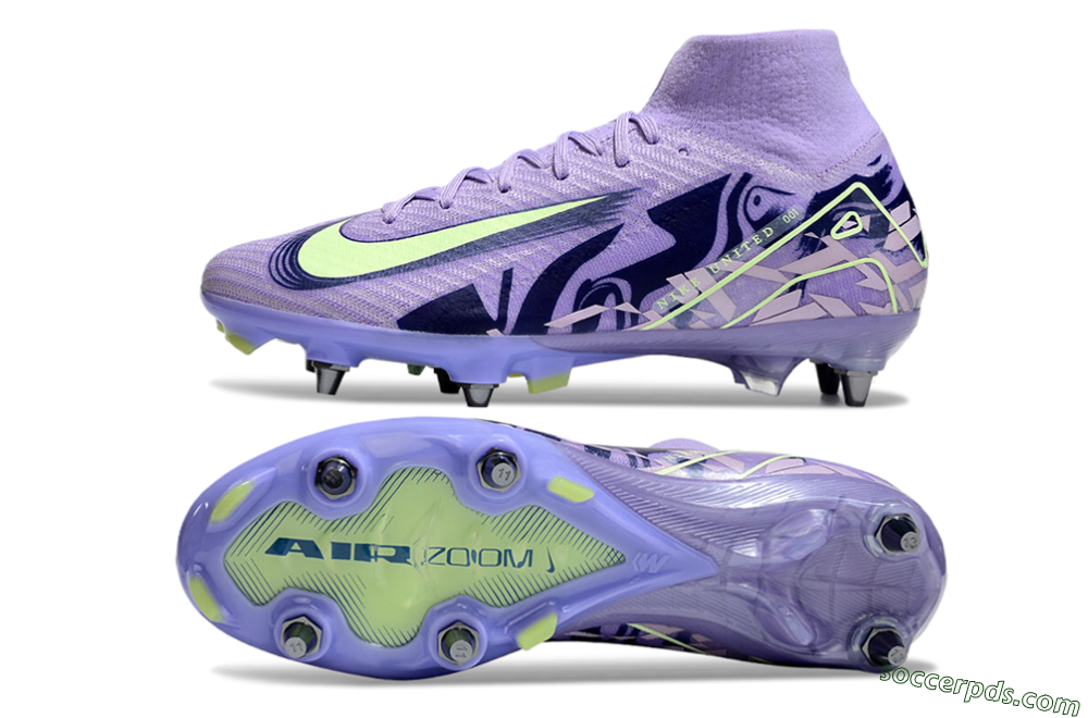 Nike Air Zoom Mercurial Superfly 10 Elite SG High-Tops Football Boots - Purple/Yellow/Blue 0
