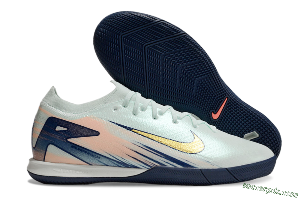 Nike Air Zoom Mercurial Vapor 16 Elite IC Low-Tops Football Shoes - Jade/Gold/Blue 1