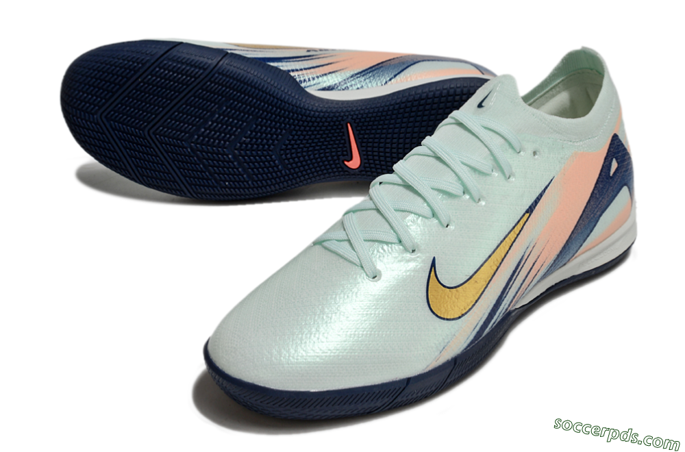 Nike Air Zoom Mercurial Vapor 16 Elite IC Low-Tops Football Shoes - Jade/Gold/Blue 3