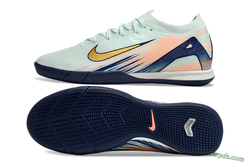 Nike Air Zoom Mercurial Vapor 16 Elite IC Low-Tops Football Shoes - Jade/Gold/Blue 0