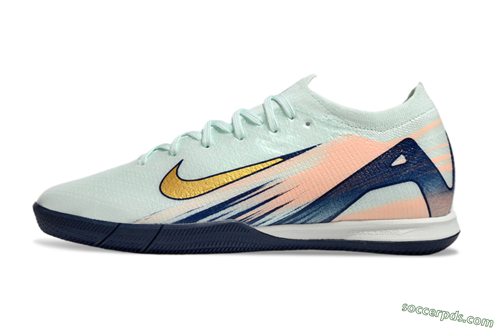 Nike Air Zoom Mercurial Vapor 16 Elite IC Low-Tops Football Shoes - Jade/Gold/Blue 2
