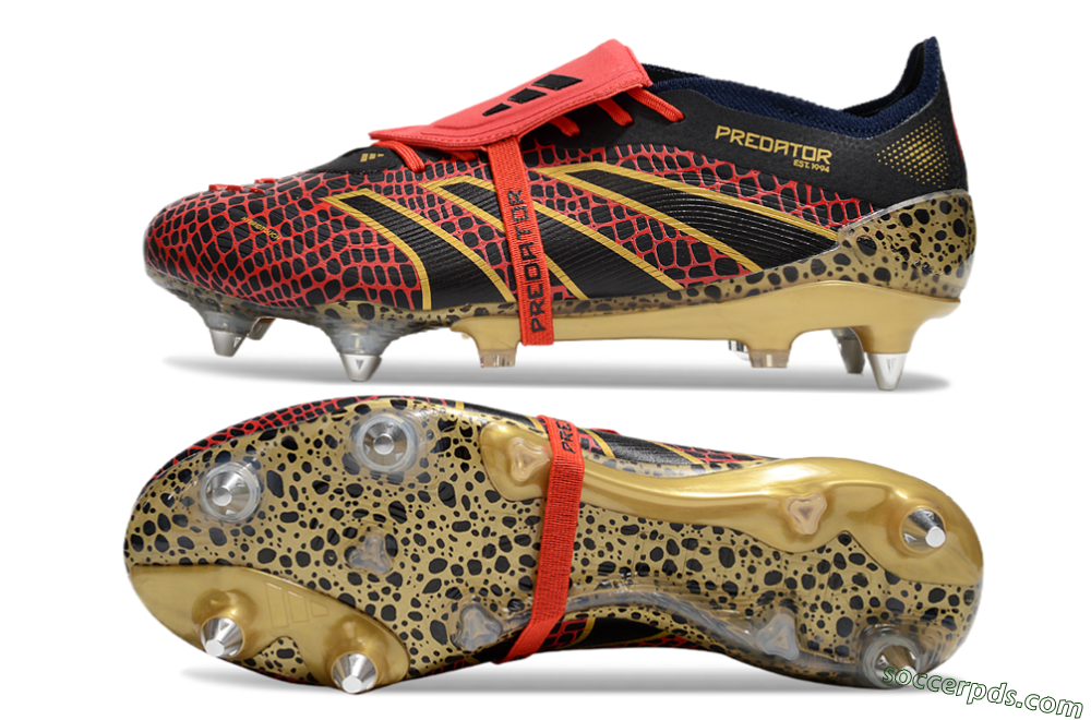 Adidas Predator 25 Elite Foldover Tongue SG Low-Tops Football Boots - Black/Red/Gold 0