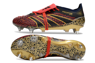 Adidas Predator 25 Elite Foldover Tongue SG Low-Tops Football Boots - Black/Red/Gold