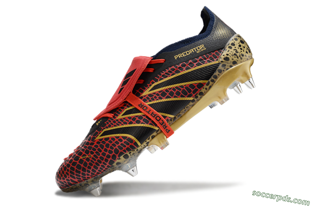 Adidas Predator 25 Elite Foldover Tongue SG Low-Tops Football Boots - Black/Red/Gold 5