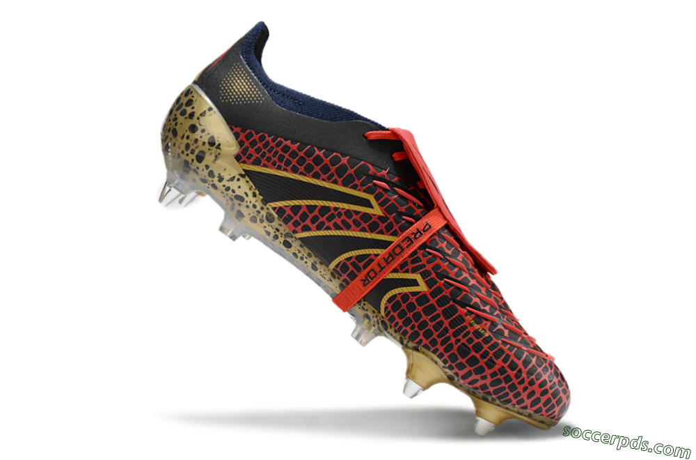 Adidas Predator 25 Elite Foldover Tongue SG Low-Tops Football Boots - Black/Red/Gold 4