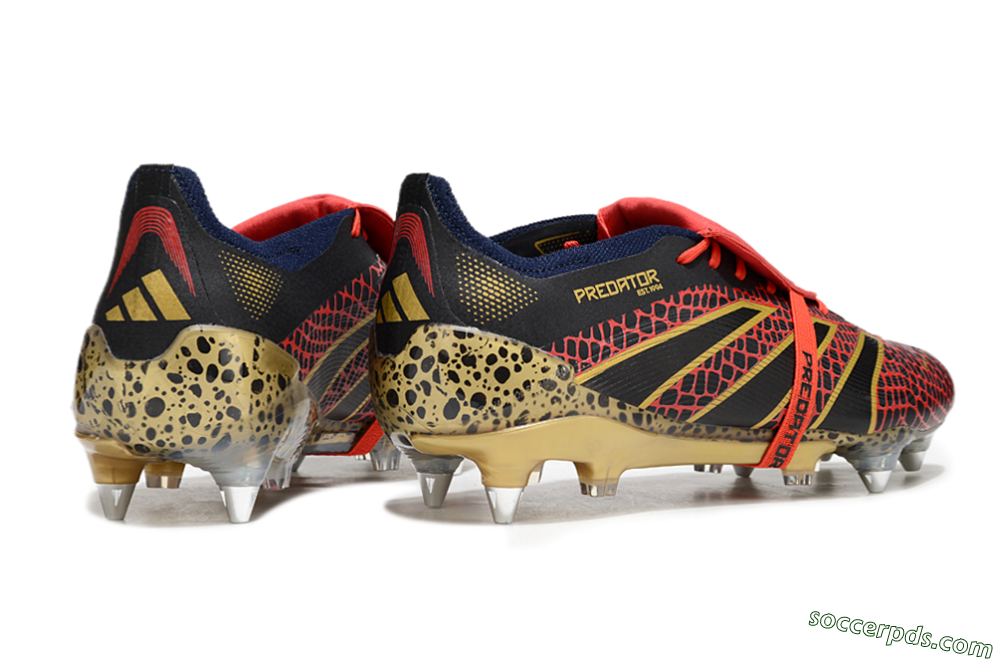 Adidas Predator 25 Elite Foldover Tongue SG Low-Tops Football Boots - Black/Red/Gold 6