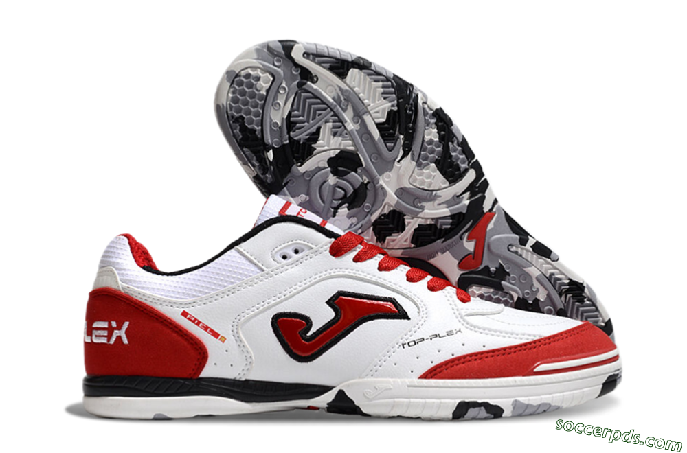 Joma Top Flex IC Low-Tops Football Shoes - White/Red/Black 1
