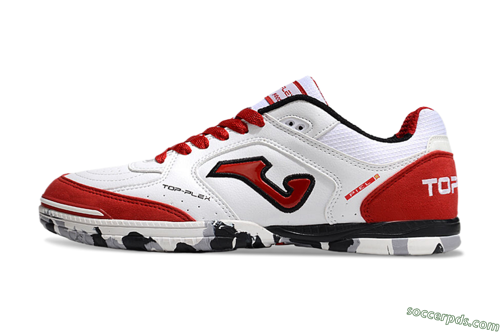 Joma Top Flex IC Low-Tops Football Shoes - White/Red/Black 2